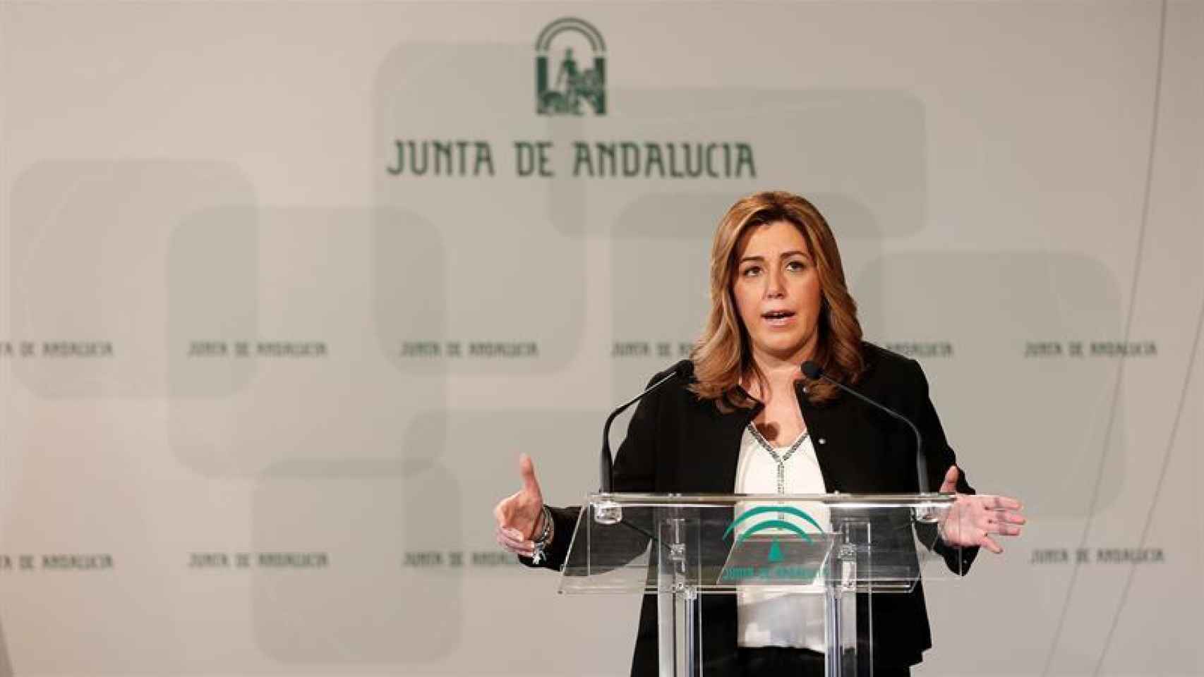 La presidenta andaluza, Susana Díaz, este martes el Palacio de San Telmo en Sevilla.