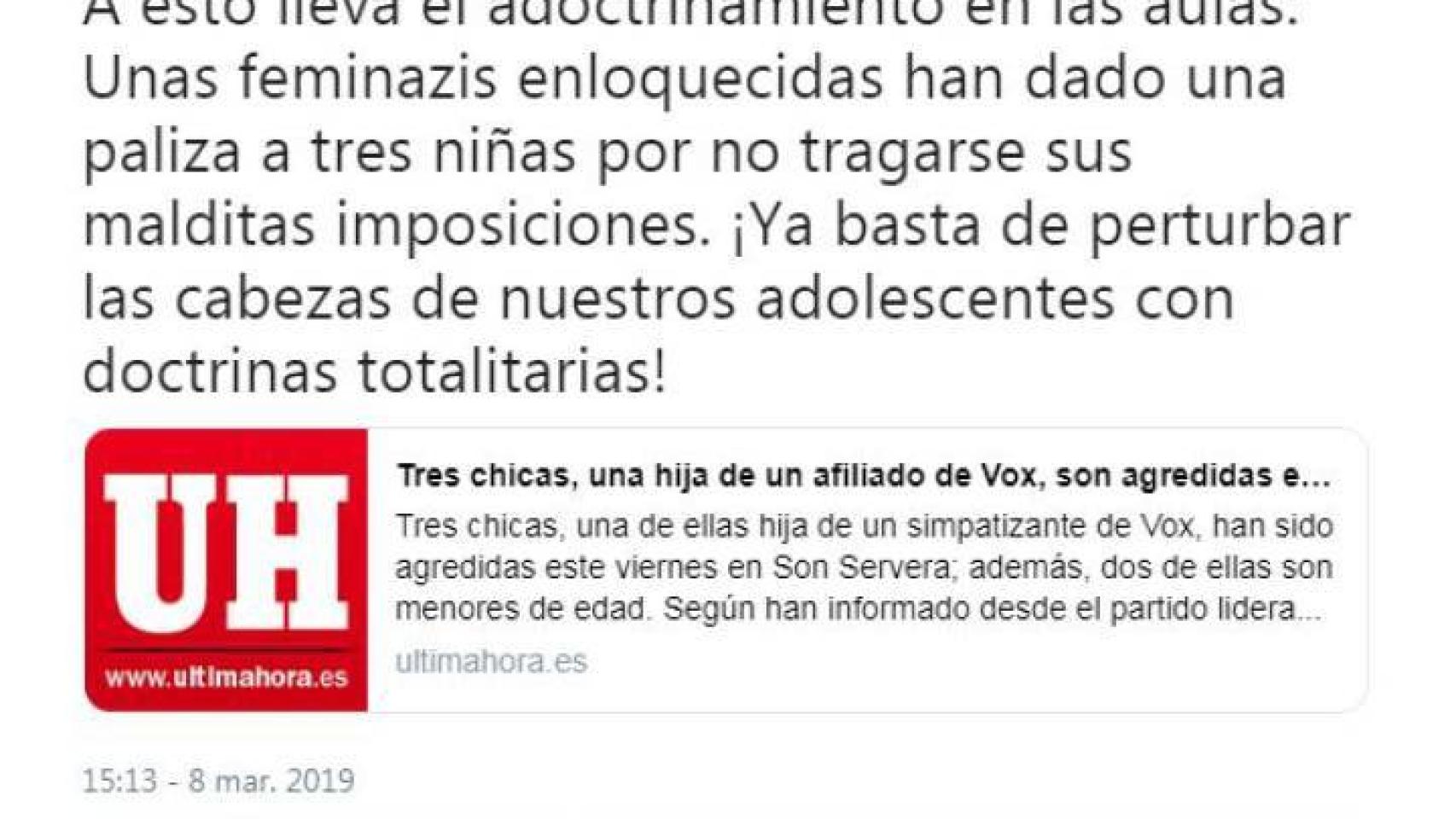 Historia de un bulo así propagó Vox que unas feministas agredieron a