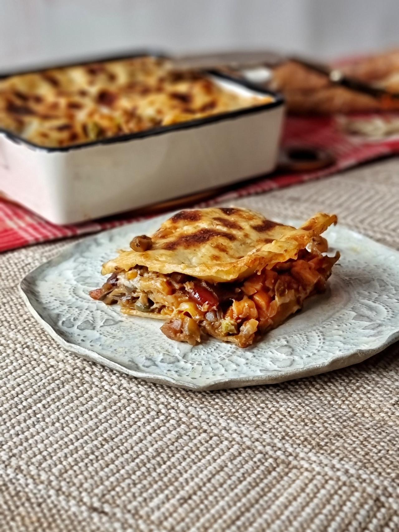 Lasaña de verduras con berenjena receta vegetariana fácil