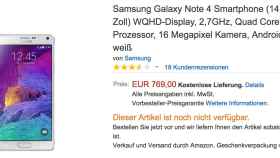 Samsung Galaxy Note 4 estaría disponible el 20 de Octubre por 769€