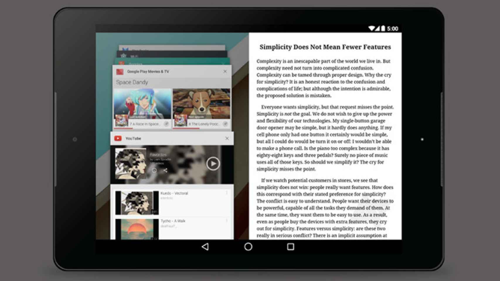 La multiventana en Android, un concepto para tablets centrado en Google Search
