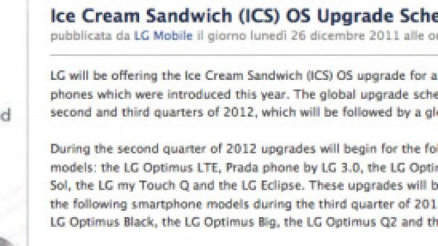 Fechas y terminales de LG que se actualizarán a Ice Cream Sandwich