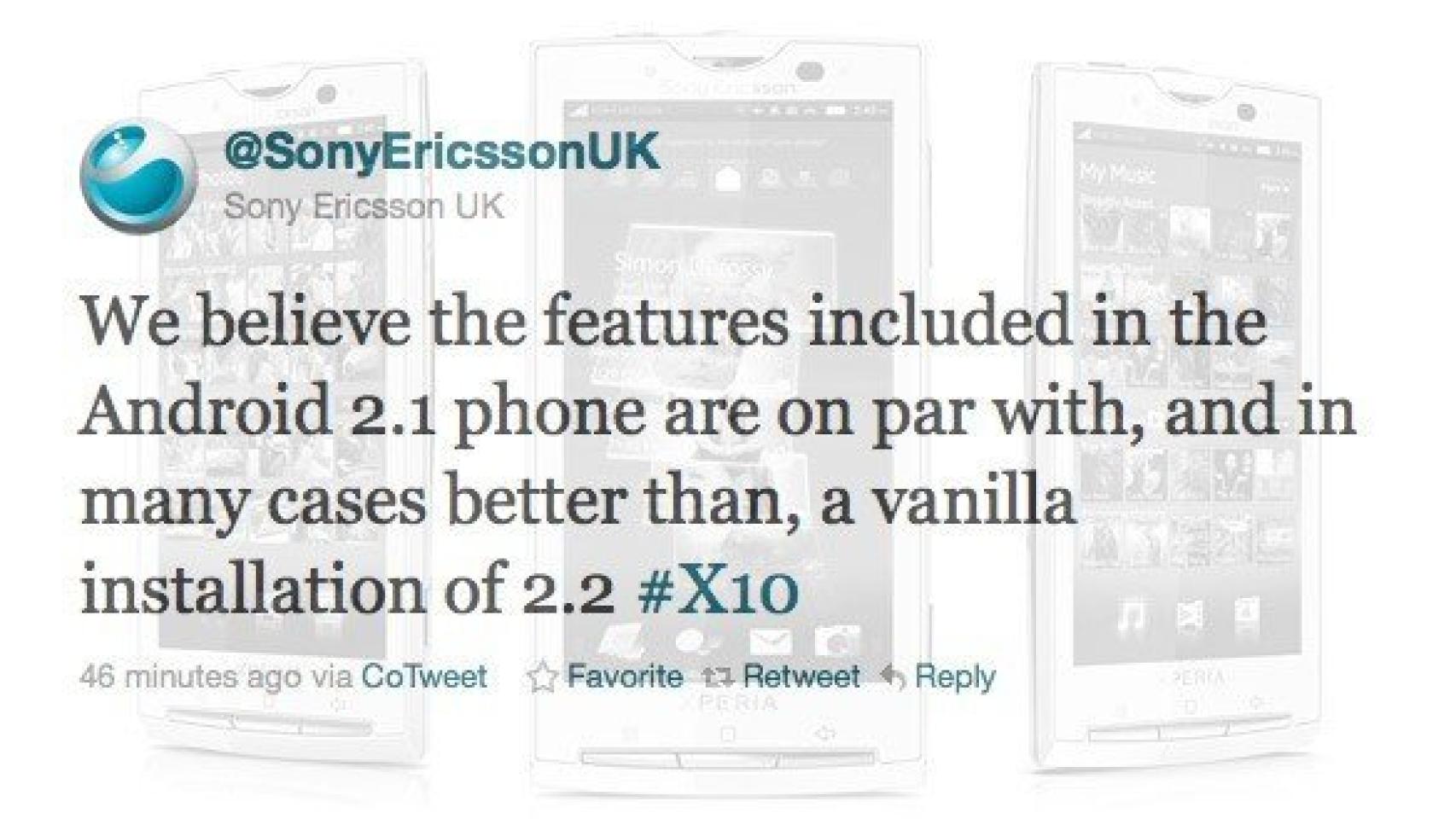 Sony Ericsson confirma que la gama Xperia X10 no tendrá ni Froyo ni Gingerbread