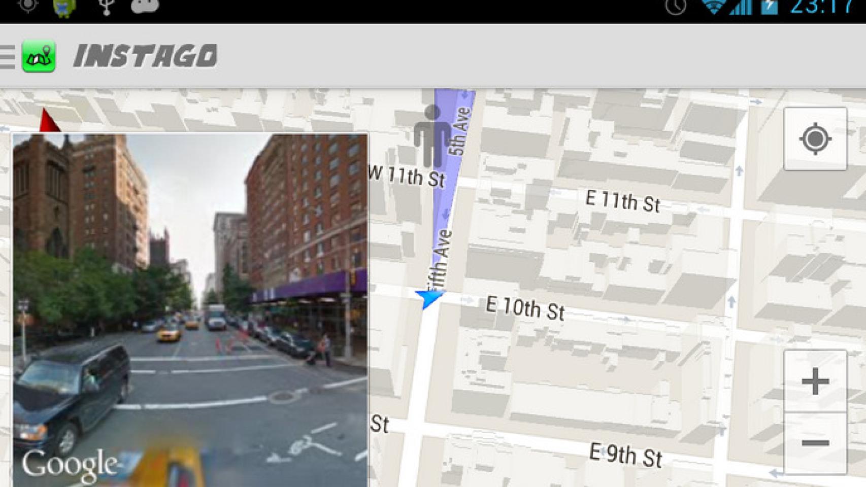 Visualiza un mapa de Google Maps y Street View de forma simultánea con Instago