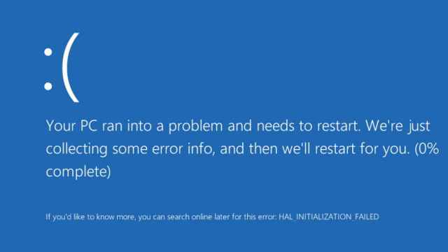 El problema de Windows muestra un pantallazo azul