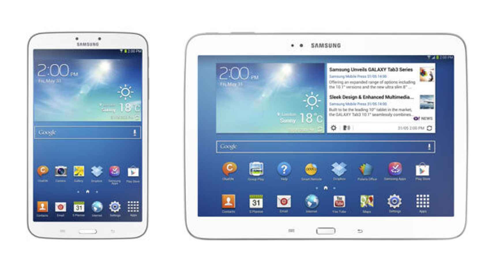 La gama de Samsung Galaxy Tab 3 se amplía con modelos de 8 pulgadas y 10.1 pulgadas.