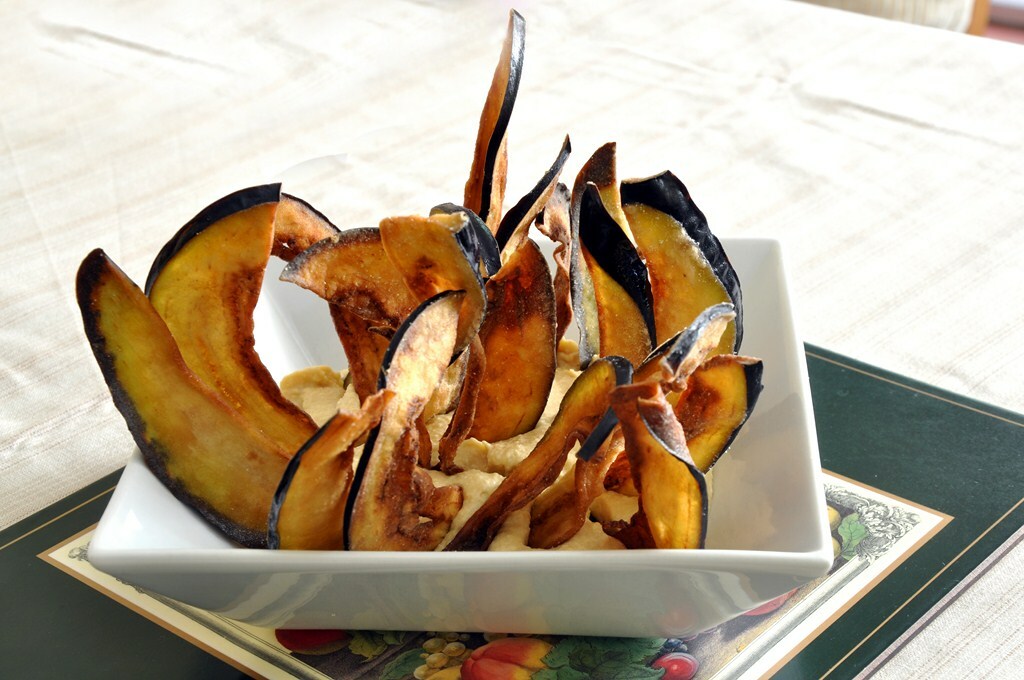 Berenjenas fritas con hummus