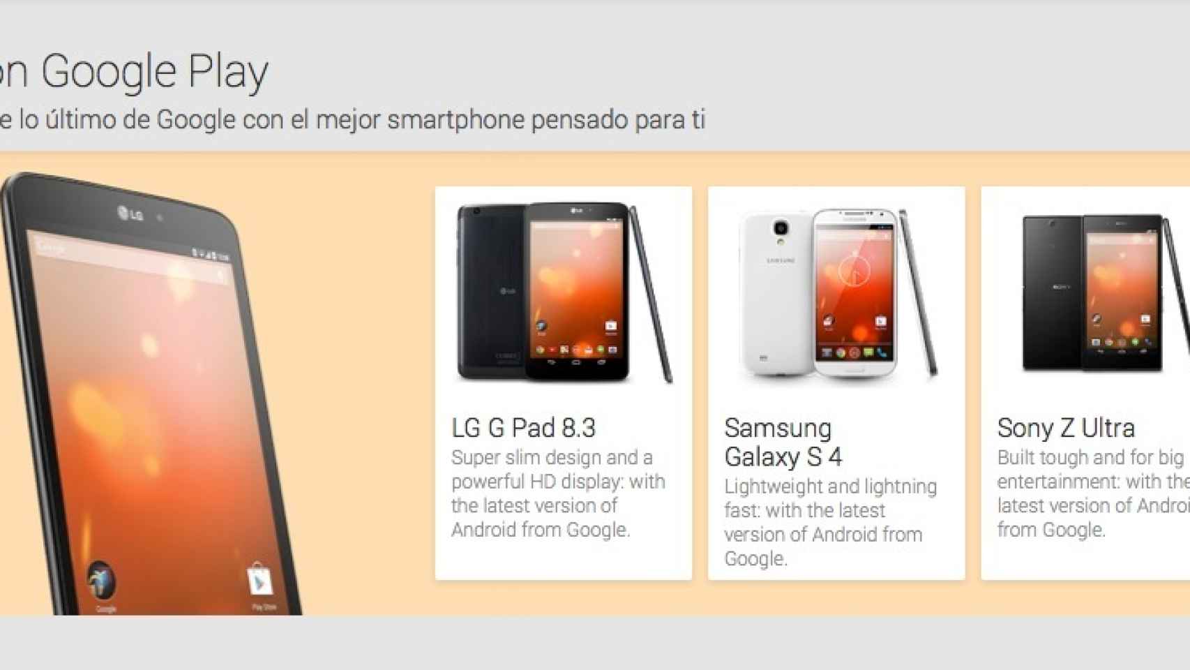 Sony Z Ultra y LG G Pad 8,3 en versiones Google Play Edition