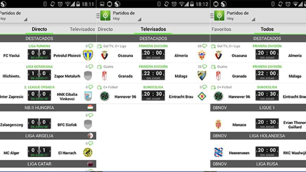 Resultados de Fútbol, partidos televisados, directos, alertas, noticias y lo relacionado con el deporte rey en tu Android