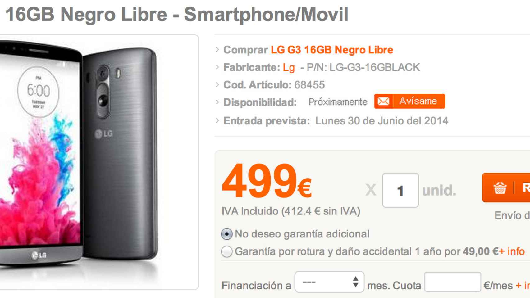 Oferta: LG G3 por 499€
