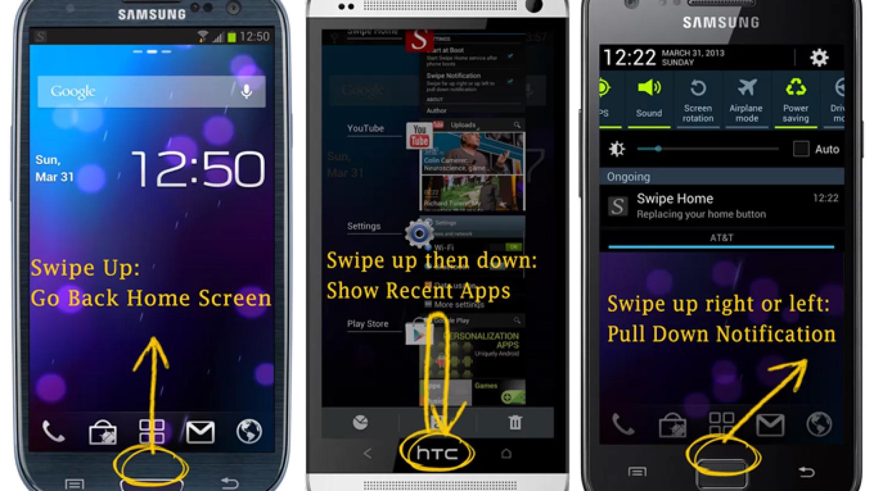 Controla tu Android mediante gestos con Swipe Home Button