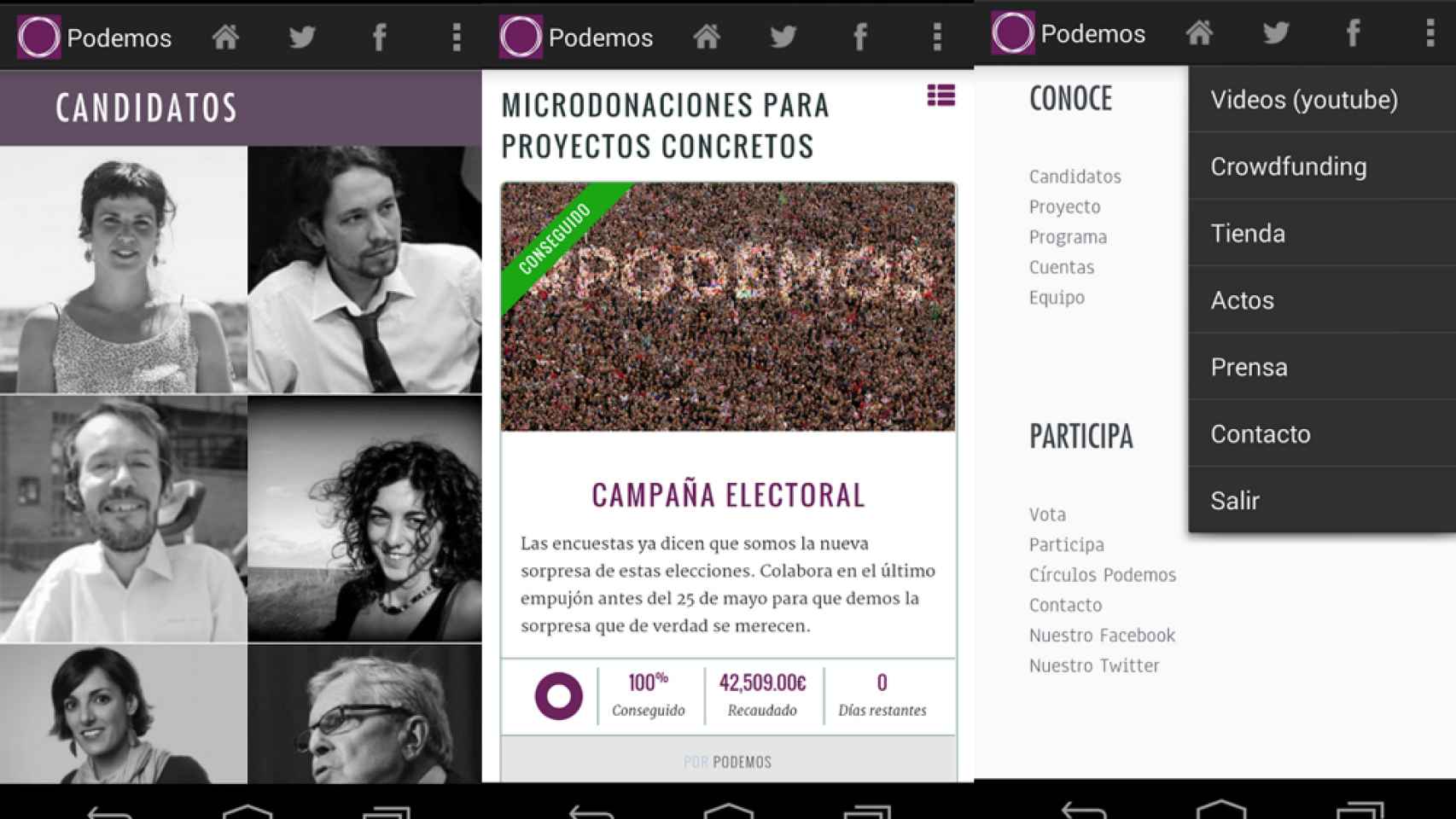 Podemos, la app para Android del nuevo partido político español