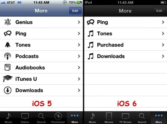 iOS 5 - iOS 6 iTunes More
