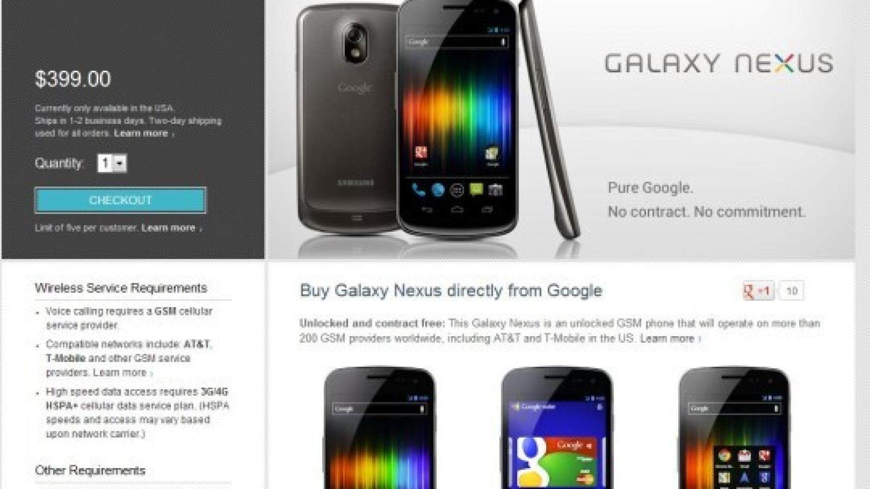 Google comienza a vender el Galaxy Nexus desde Google Play