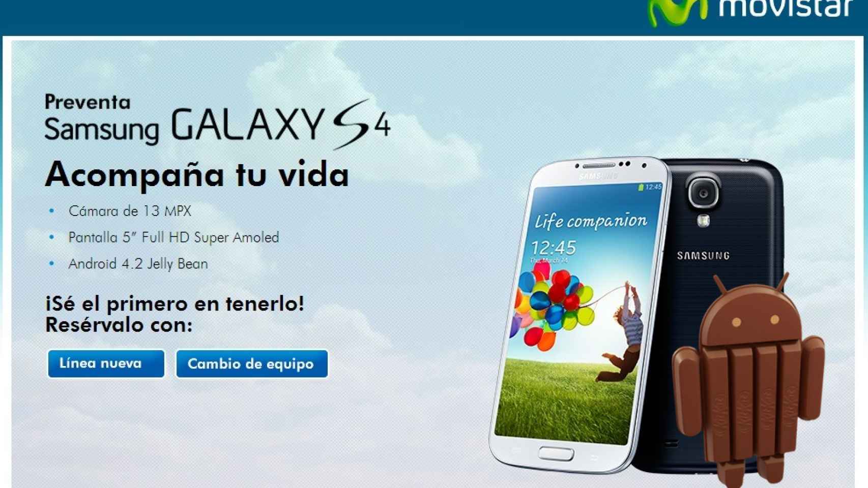 Los Samsung Galaxy S4 de Movistar se actualizan a Android 4.4.2 KitKat