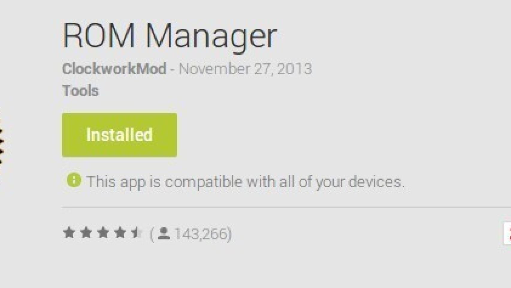 ROM Manager disponible de nuevo en Google Play