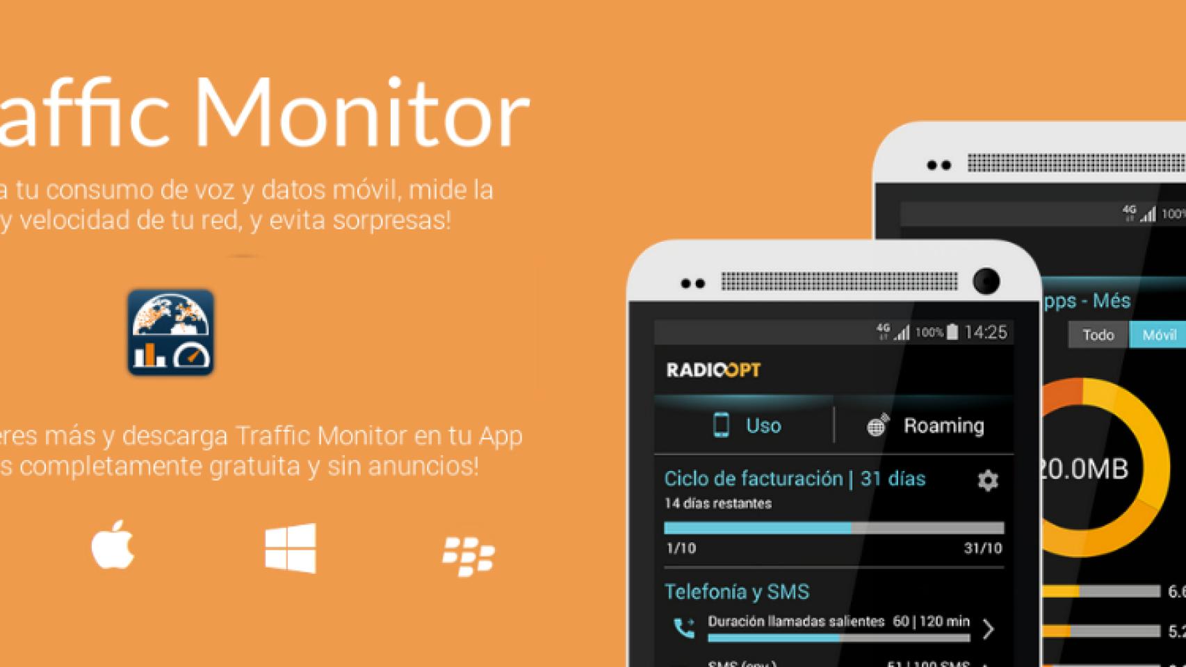 Controla tu consumo, cobertura, velocidad y mucho más con Traffic Monitor