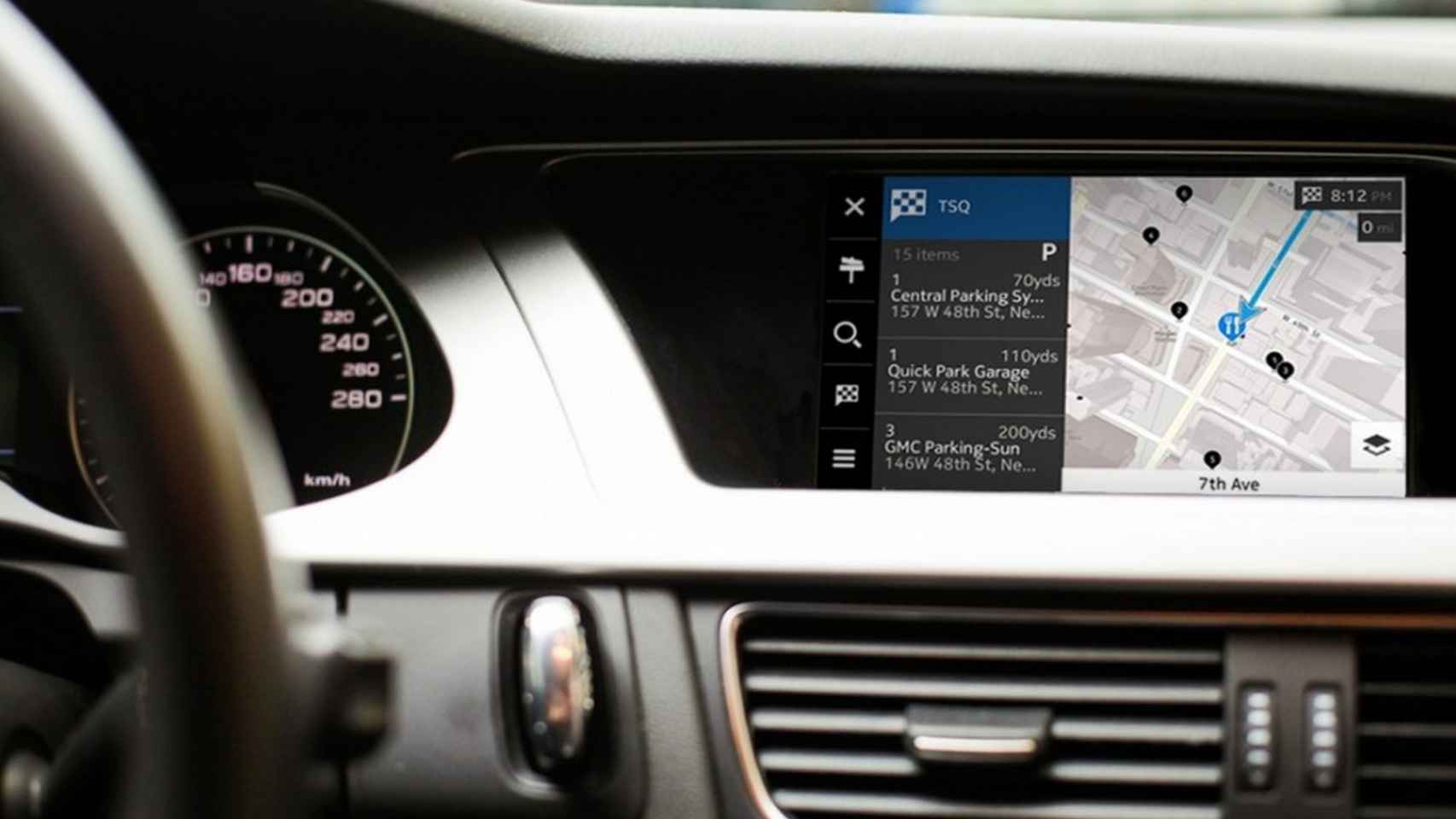 Sistema de navegación de Nokia en un automóvil.