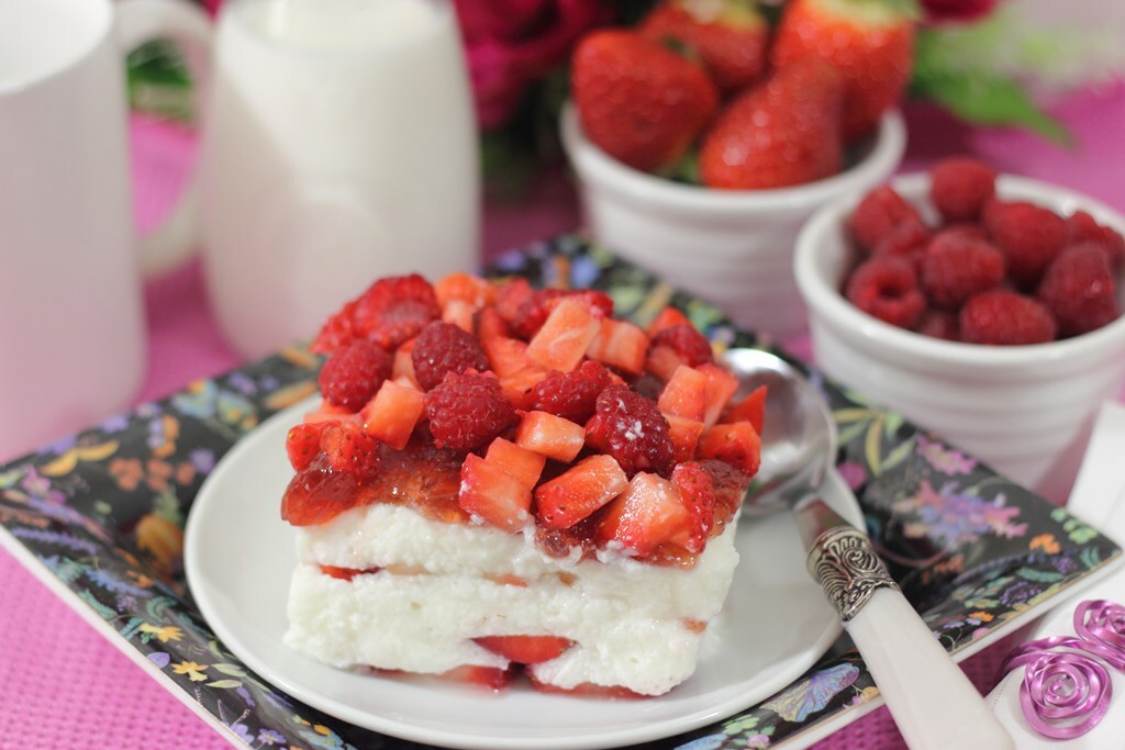 Tarta de fresas ligera