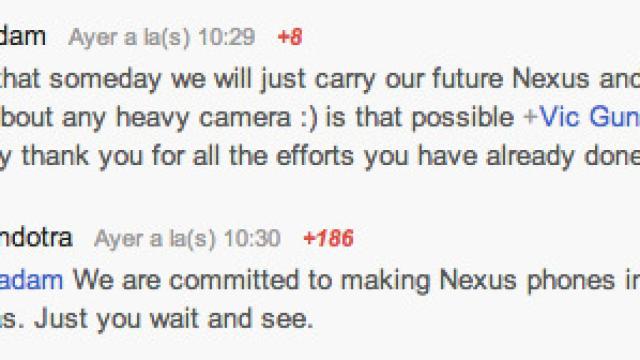 El Compromiso de Google y Vic Gundotra para mejorar las cámaras de los Nexus