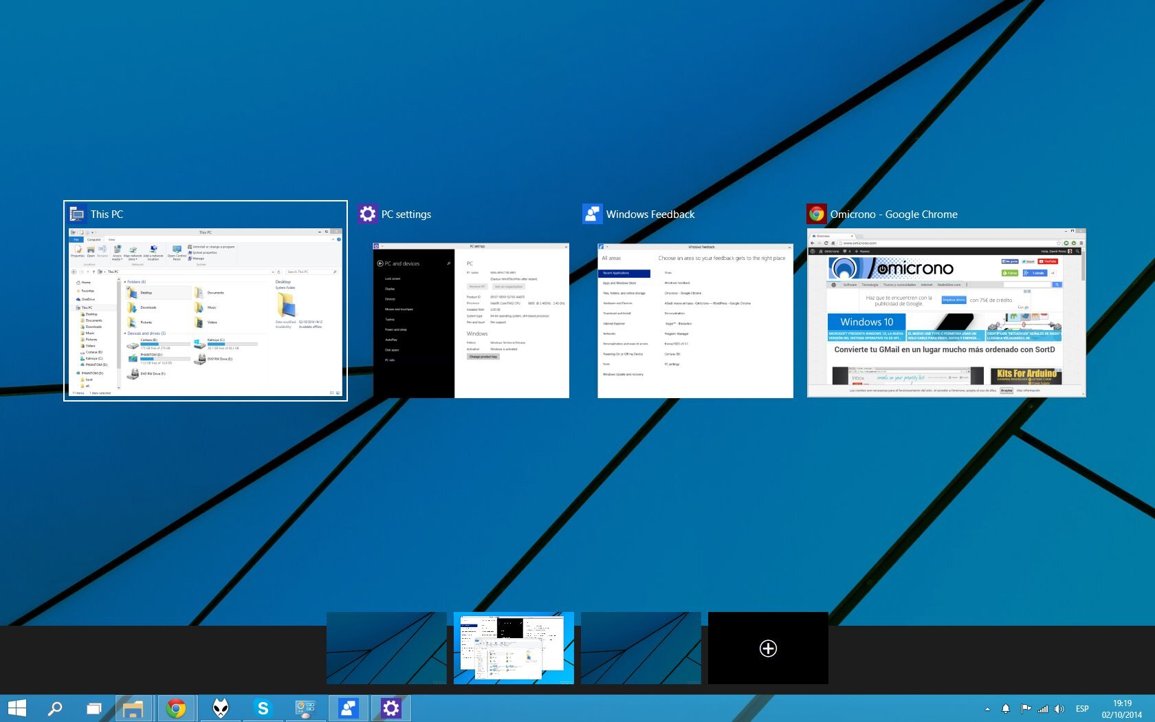 Windows Technical Preview -Escritorios