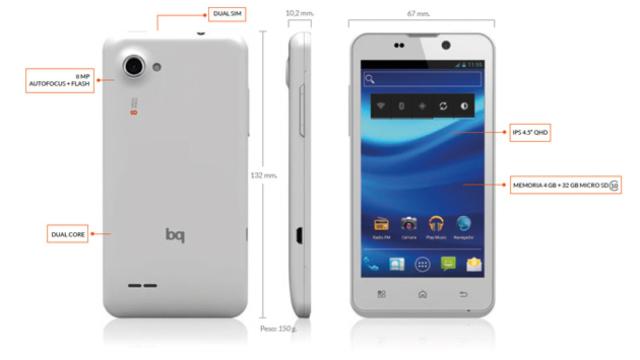 Nuevo bq Aquaris: Procesador dual-core, cámara de 8 megapixels y doble SIM por 179 euros