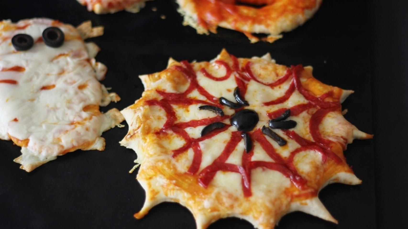 congestión Fonética camuflaje Mini pizzas para Halloween