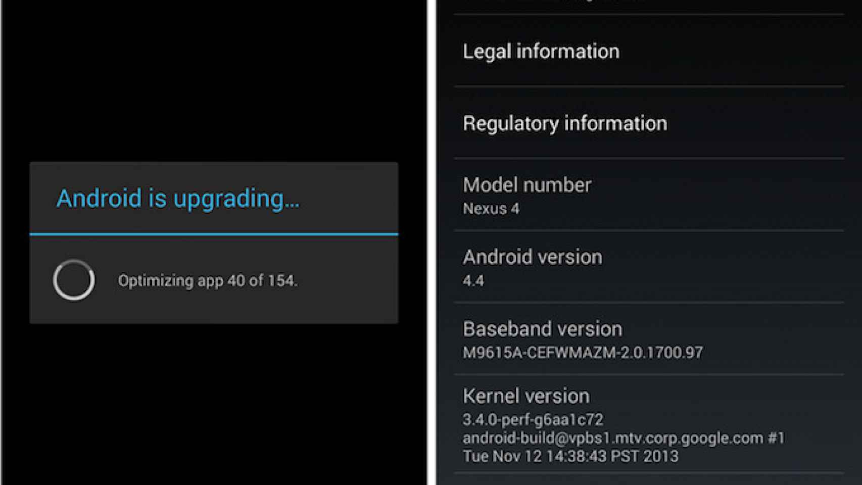 Android 4.4 KitKat OTA para instalar en tu Nexus 7 2013 LTE, Nexus 2012 3G y Nexus 4