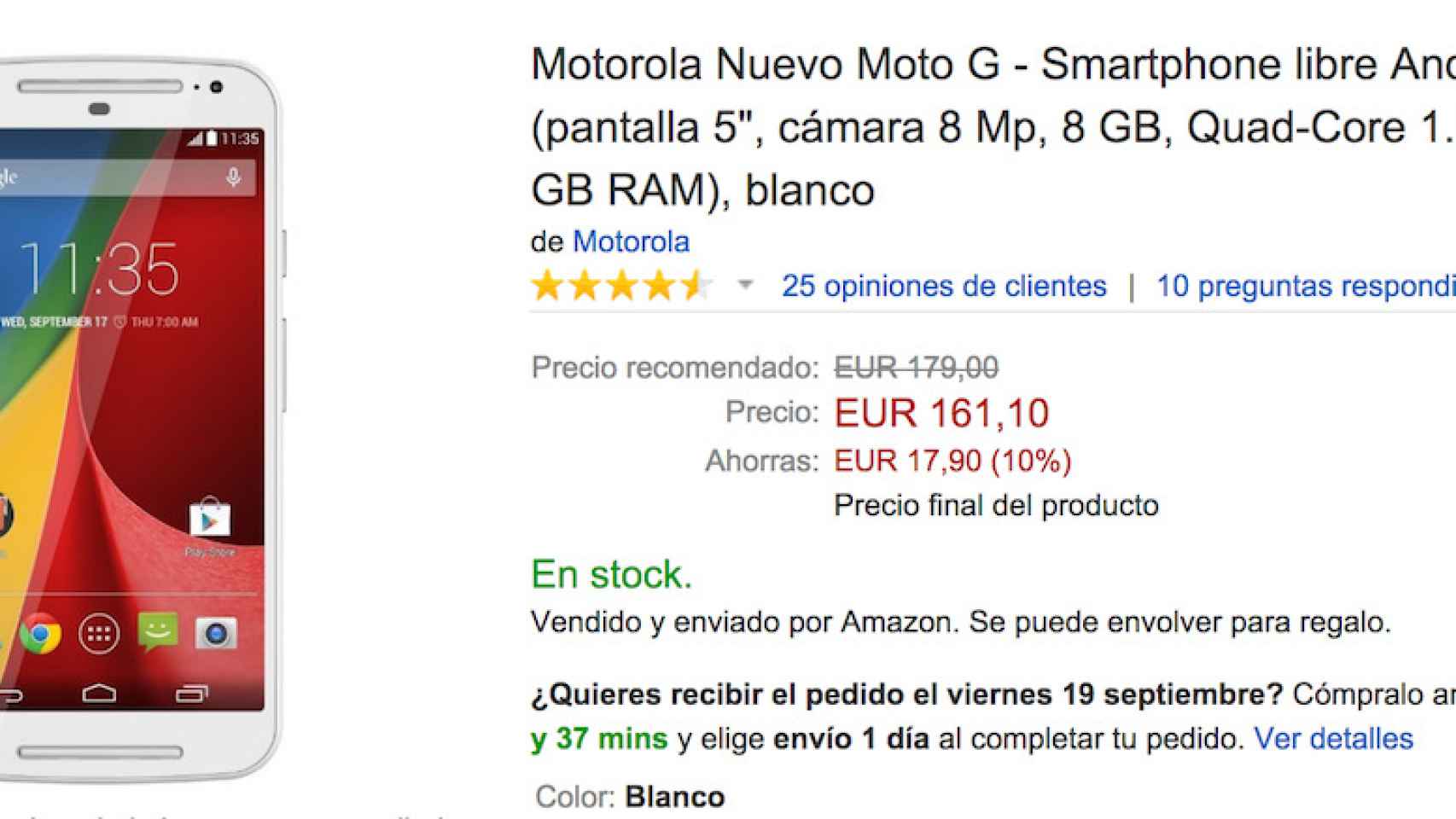 Oferta: nuevo Motorola Moto G por 161€