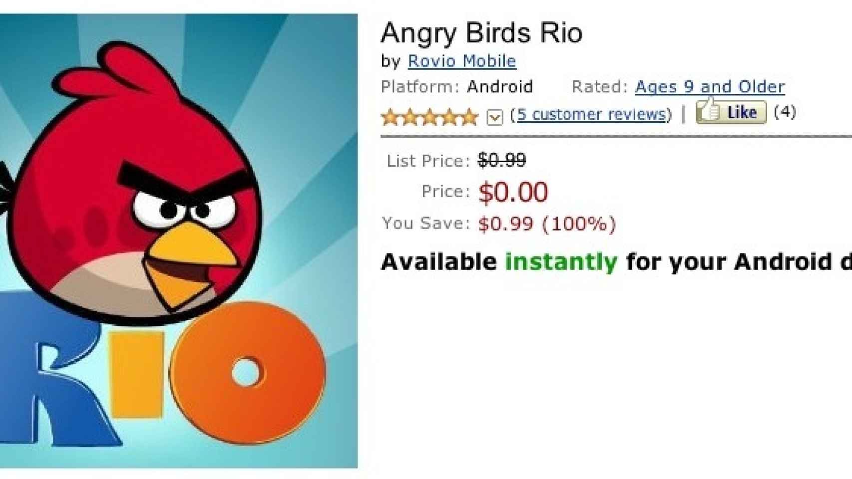 Angry Birds Rio para Android ya está en la nueva Amazon App Store