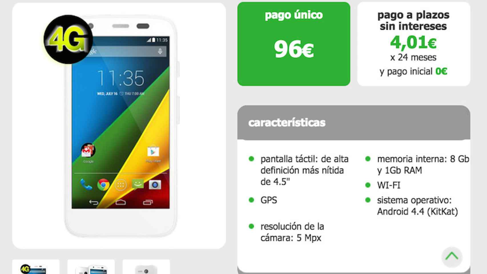 Oferta: Motorola Moto G 4G de Amena por 99€