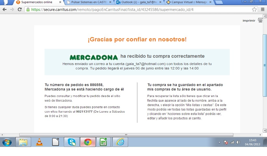 Compra exitosa en Carritus.com