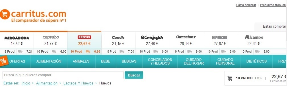 Carritus.com compara una amplia variedad de supermercados