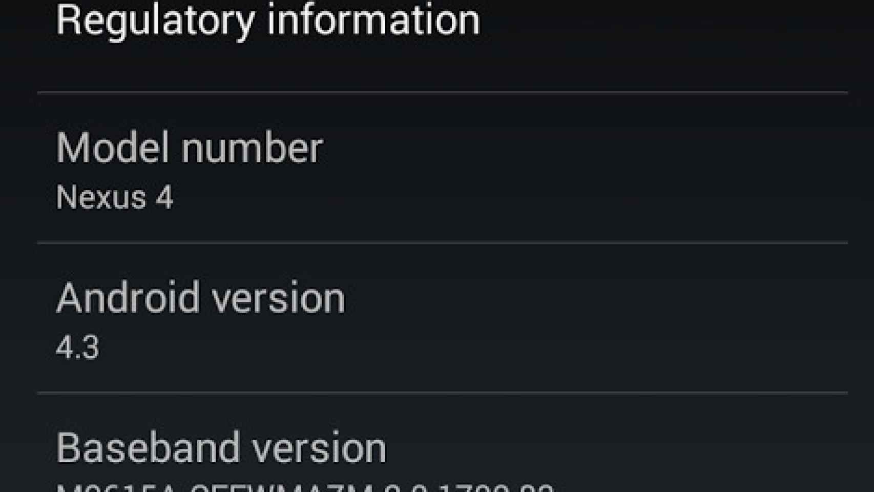 Android 4.3 aparece en un Nexus 4