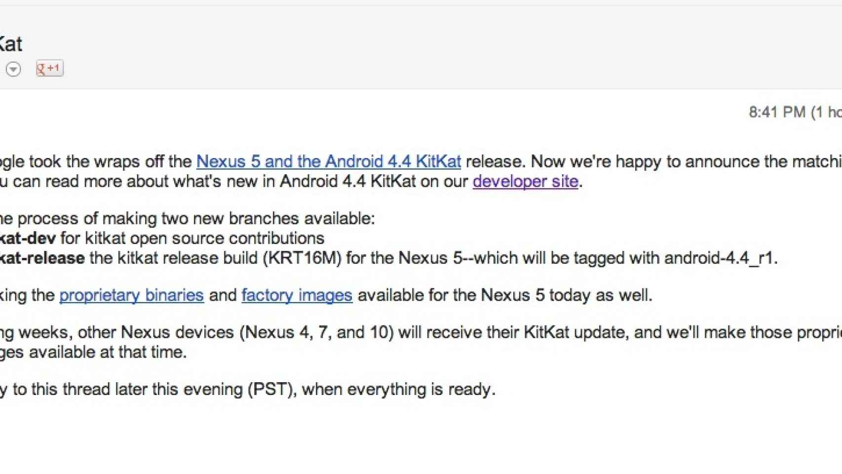 Android 4.4 KitKat, ya disponible su código fuente y las imágenes de fábrica para los Nexus en unas semanas