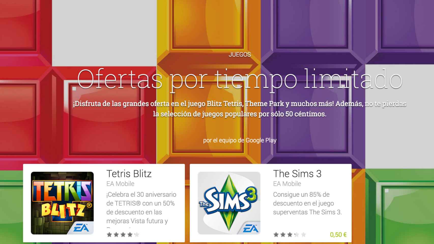 Consigue juegos a 0,50€ con la última promoción de Google Play