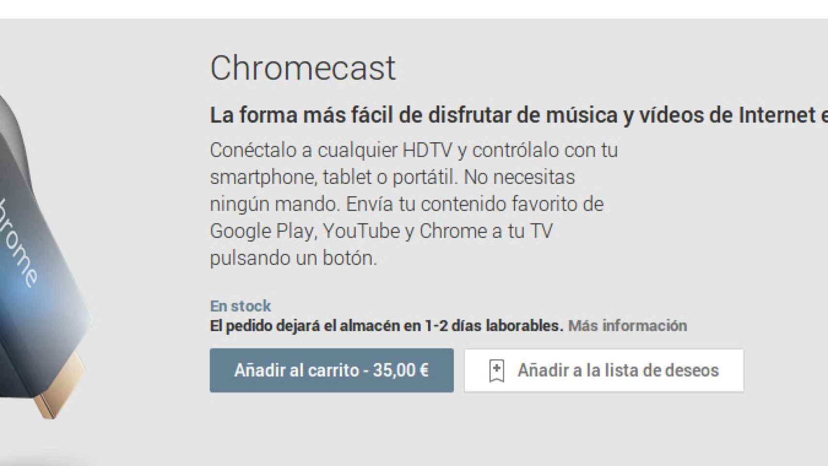 Chromecast ya disponible en España y otros 10 países de Europa