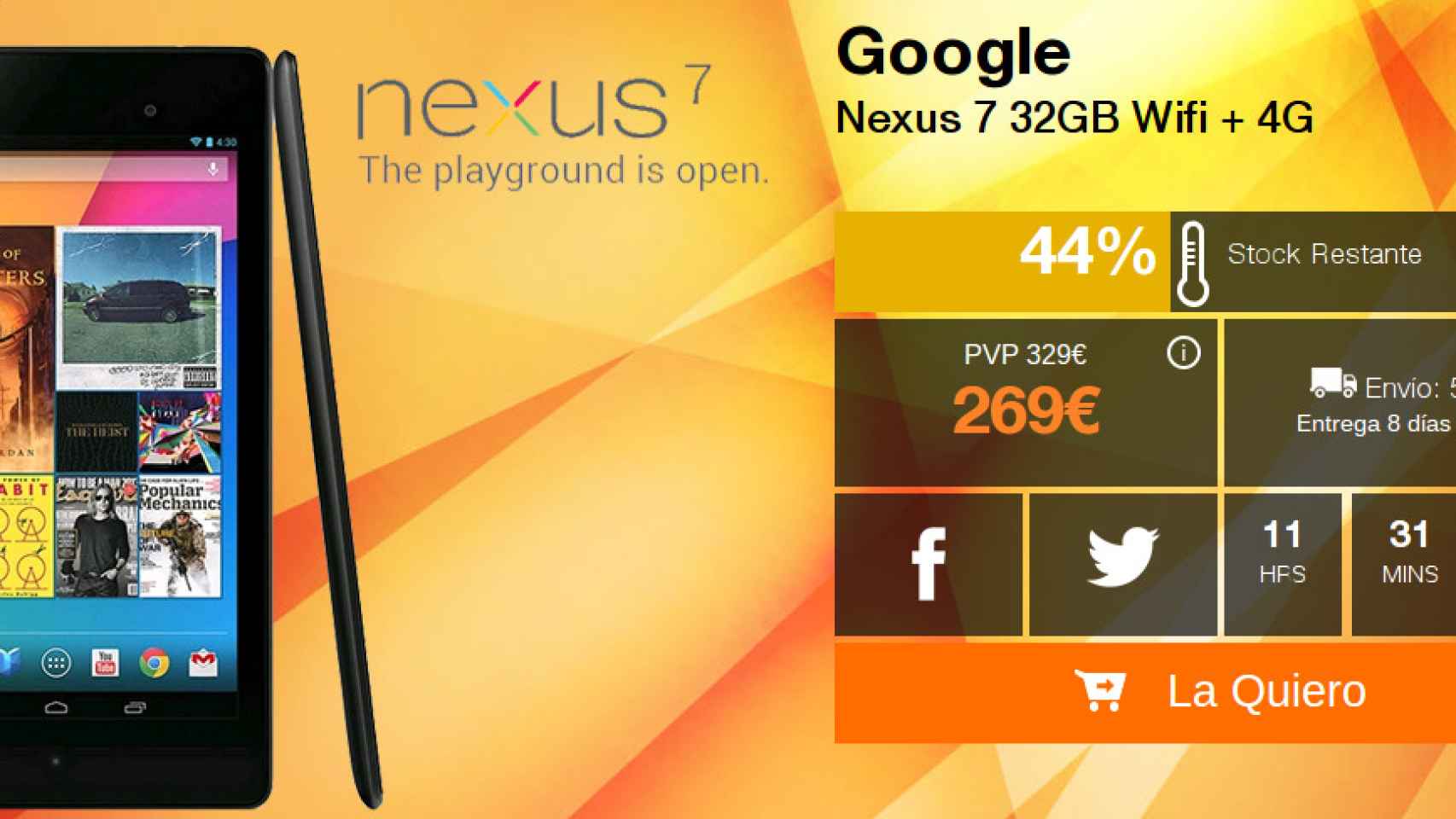 Oferta: Google Nexus 7 de 32GB 4G por 275€