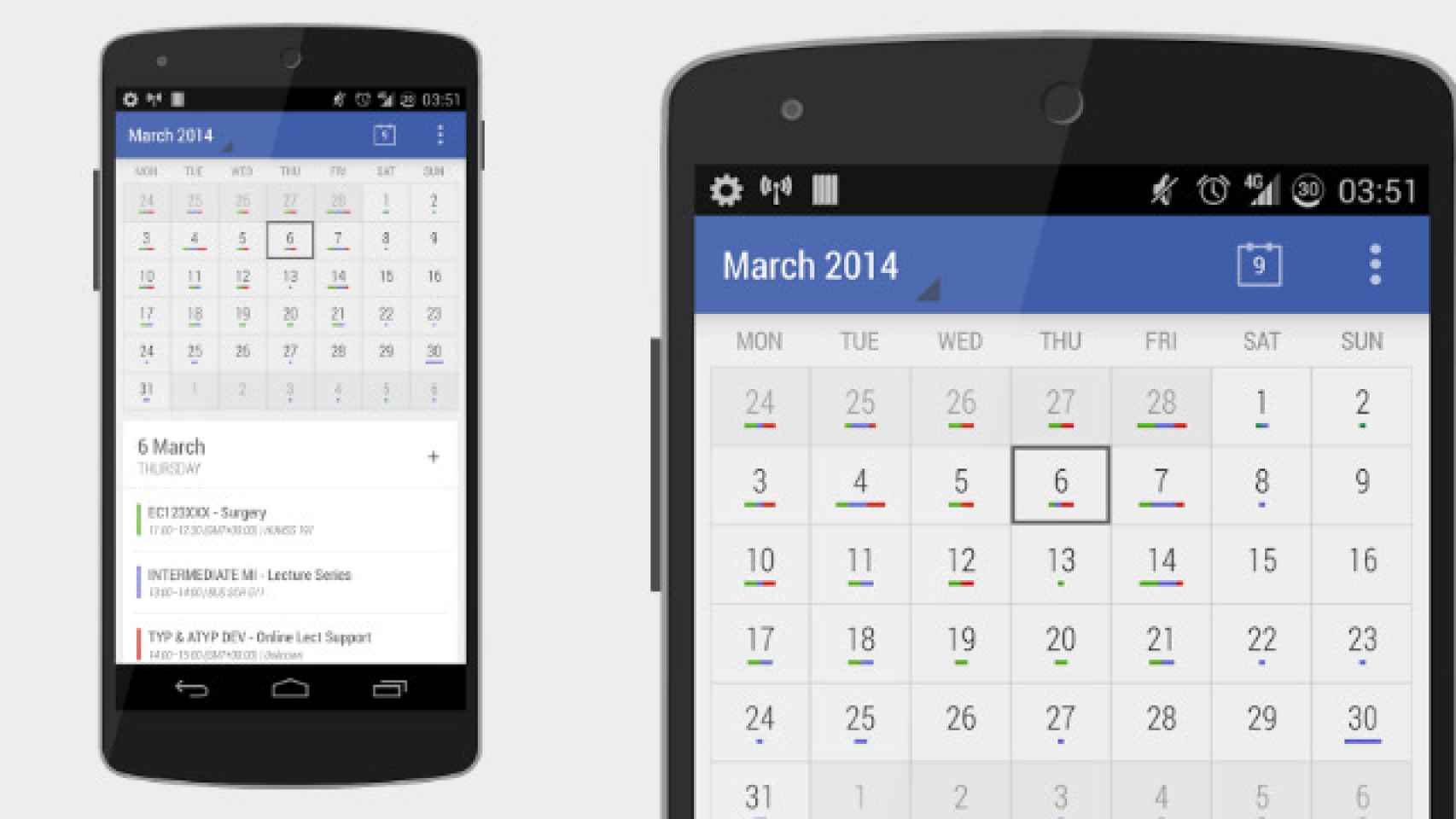 Today, el calendario nativo de Android con un nuevo diseño y funciones