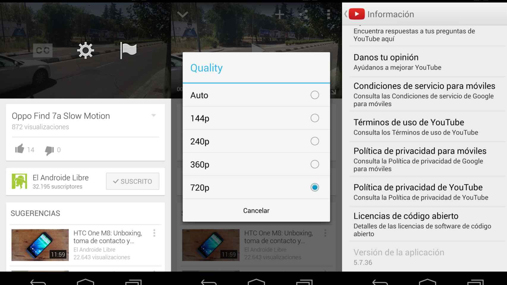 Youtube 5.7 ya nos permite elegir la resolución exacta de los vídeos