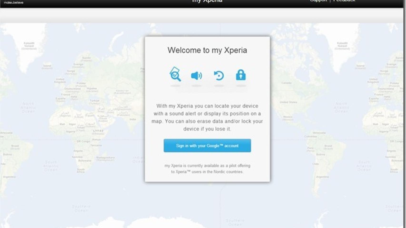 Sony confirma su servicio de localización My Xperia