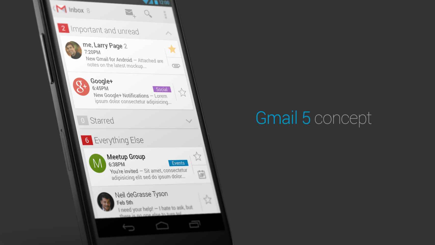 Gmail 5 concept para Android, un diseño realmente interesante