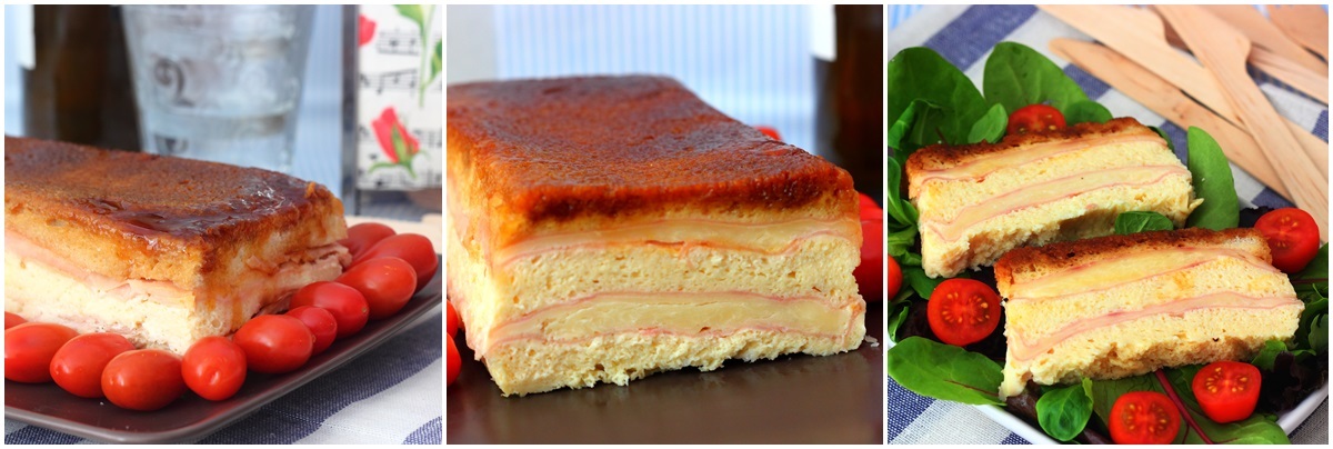 Pastel de jamón, queso y pan de molde