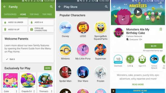 Ya disponible Google Play Familia: un repaso a todas sus secciones