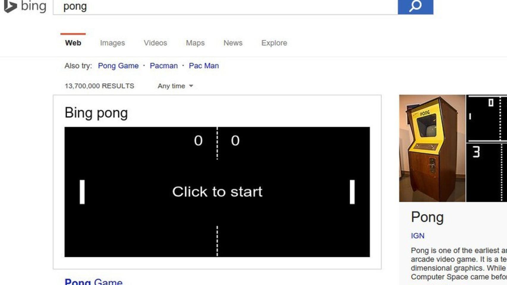 Jugar a Pong en el buscador Bing es la mejor manera de perder el tiempo