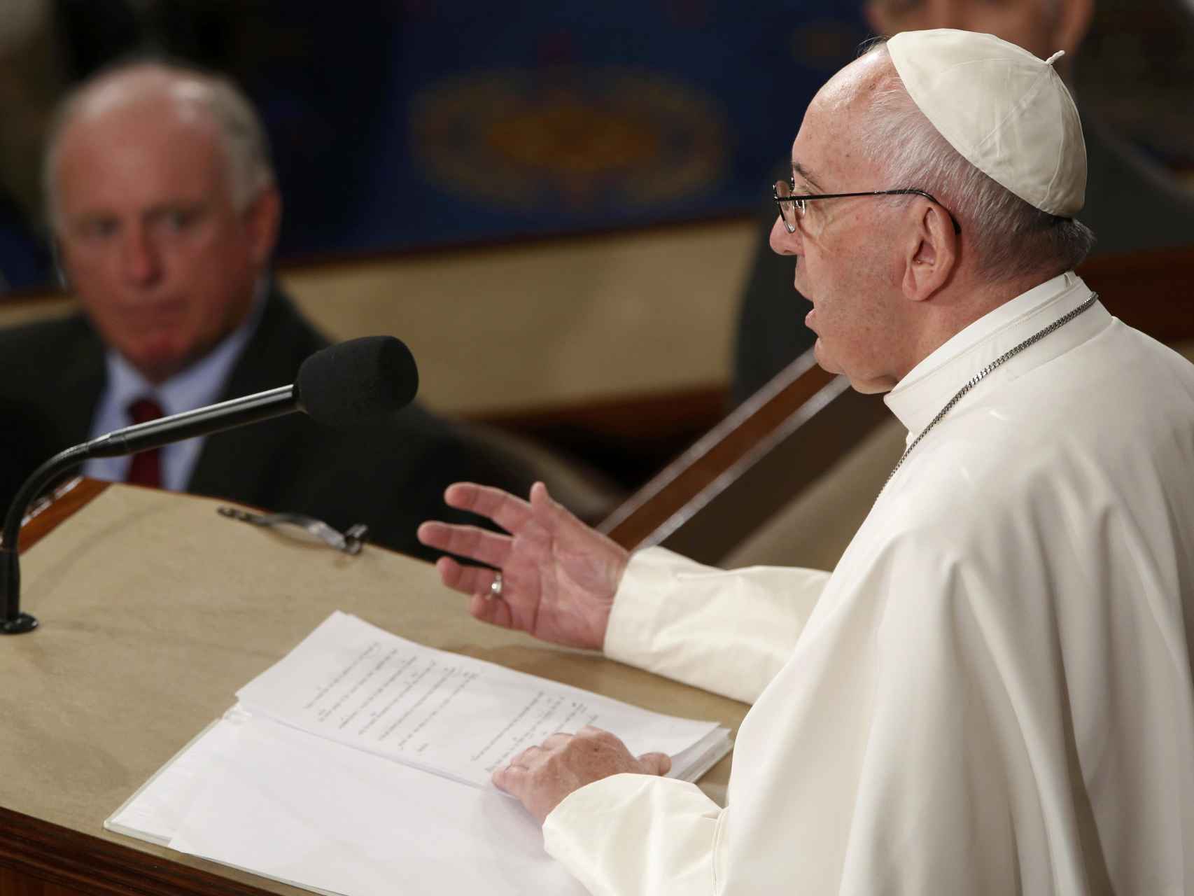 El papa Francisco durante su discurso al Congreso de EEUU.