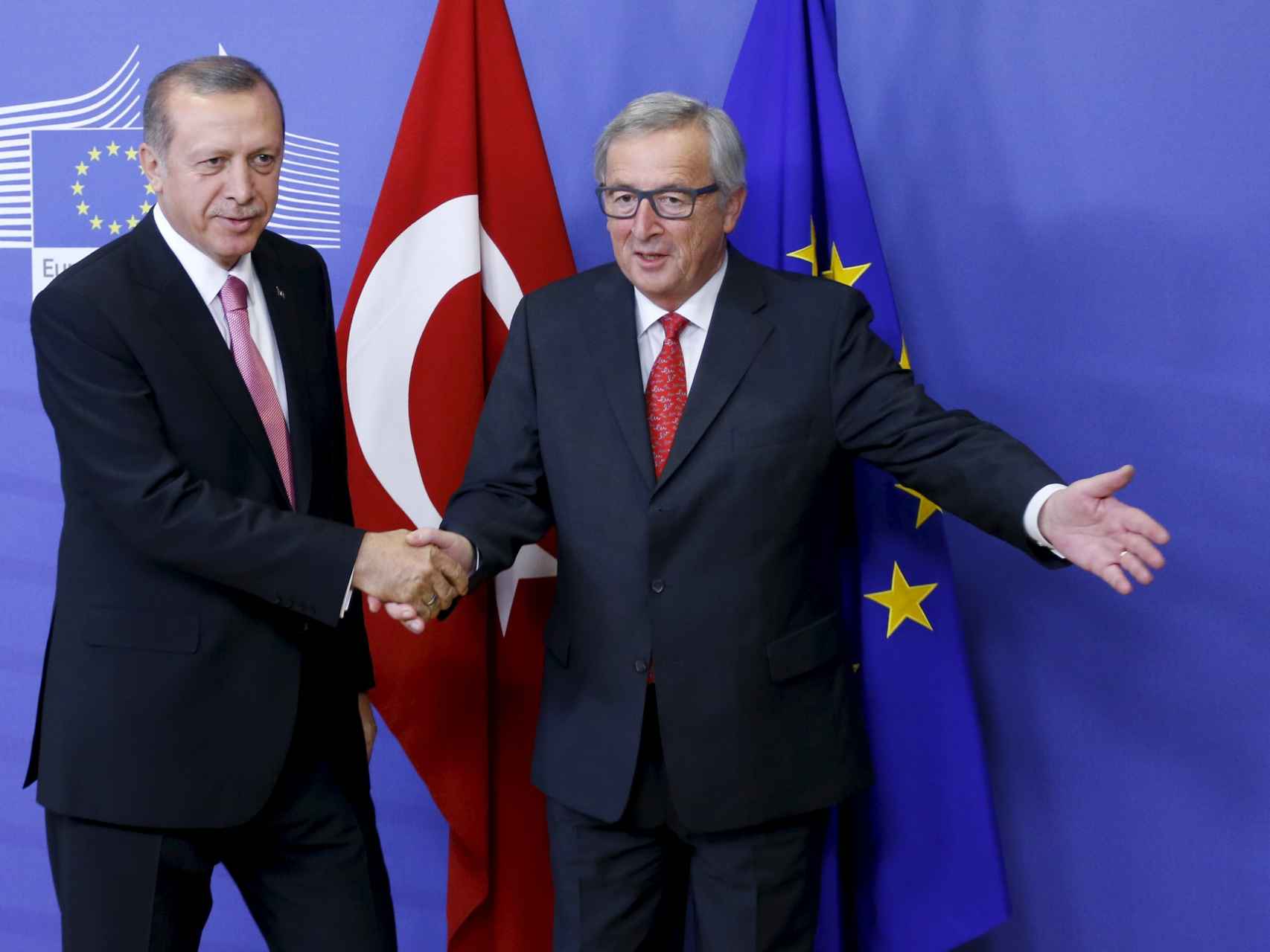 El presidente de la CE, Jean-Claude Juncker, recibe al presidente turco, Recep Tayyip Erdogan
