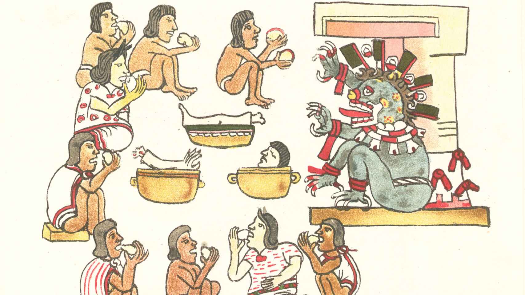 Escena de canibalismo en el Códice Magliabechano (siglo XVI)