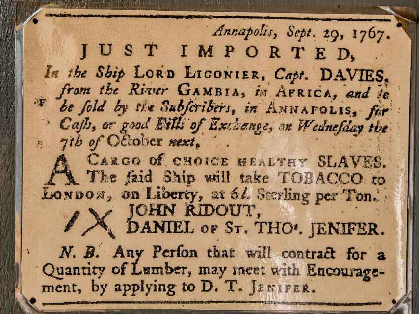 Cartel de venta de esclavos.
