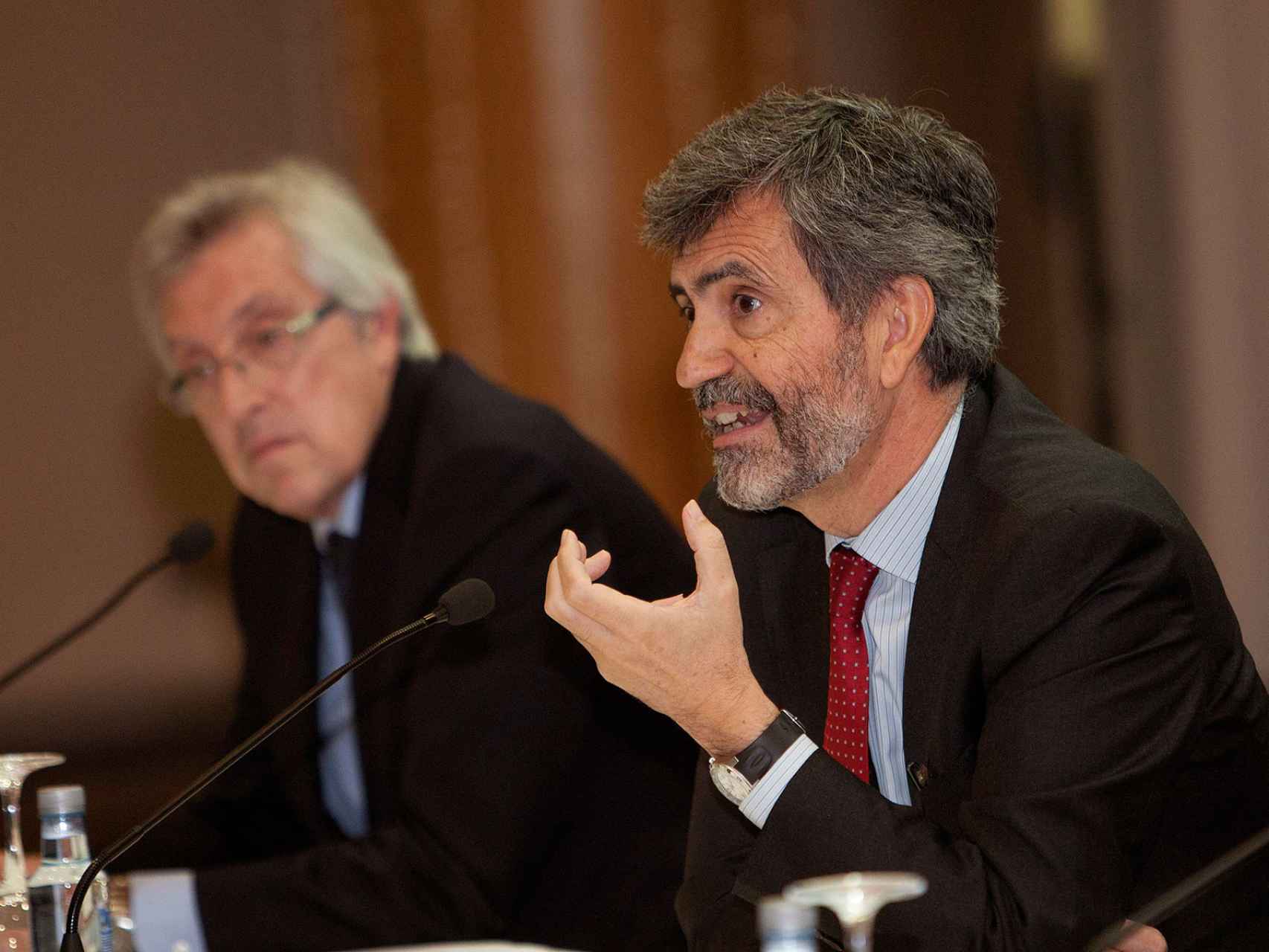 El presidente del Poder Judicial, Carlos Lesmes, en la reunión de jueces decanos de este lunes en Vigo